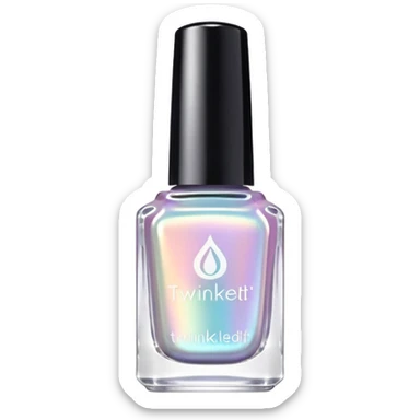 "TwinkledT" on label of holographic iridescent pastel nail polish bottle, white lid sticker