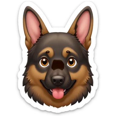 cartoon style dark German Shepherd dog with its tongue hanging out long sticker