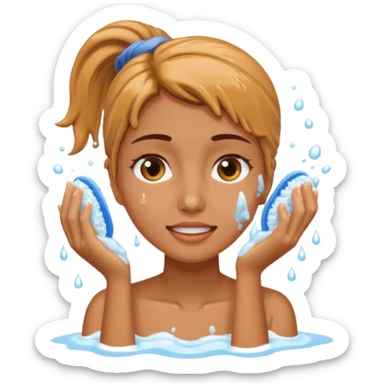 A women washing her face sticker