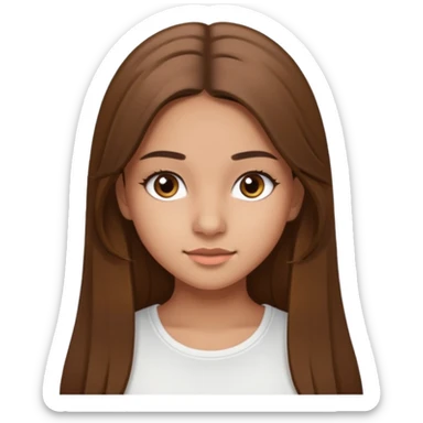make a teenage 17 year old woman emoji with straight long brown hair and brown eyes with pretty eyelashes wearing a white top latina baddie sticker