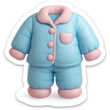 cute cushion style illustration of pajamas, soft and plush, pastel colors sticker