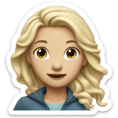 Ice skating girl with blonde hair sticker