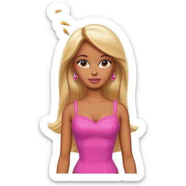 Brown skin blonde hair barbie in front of beach  sticker