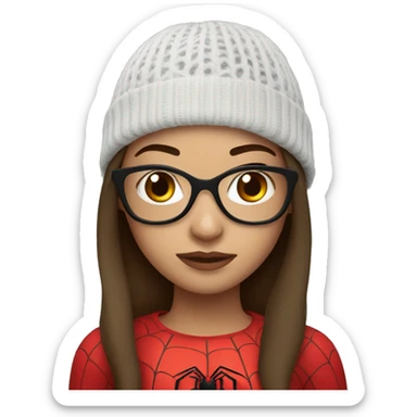 brunette girl with spiderman beanie sticker