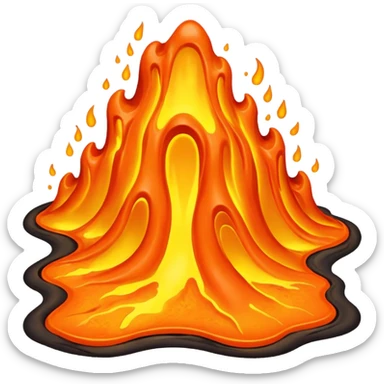 create an emoji of a little lava flow, no face just the lava, no volcano, something like a stain sticker