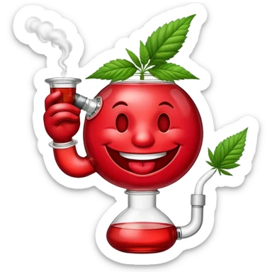 Kool-Aid Man smoking a bong with a cannabis leaf sticker