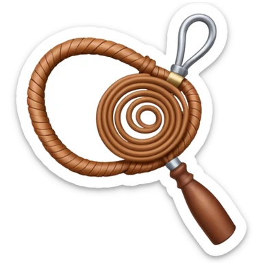 cowboy whip object icon, coiled leather whip, wooden handle, western style, 3D cartoon, mobile game icon style, centered, clean background, soft shadow, no text, no watermark
 sticker