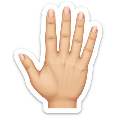 the ring finger, index finger, and middle finger facing up while the thumb and pinky finger are facing inwards towards the hand sticker