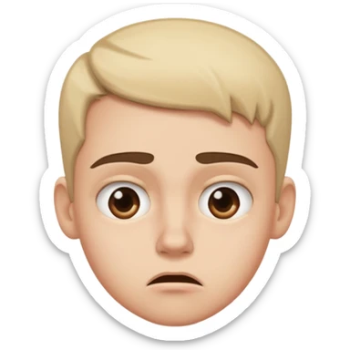 I need you to make an emoji of the gen z stare (young person like 20 yro’, like confusion, disgusted and kinda bored, it has to be very confused and disgusted, make the eyebrows very expressive, make one up and one down  sticker