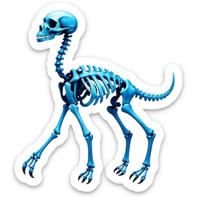 A black and blue gradient epic shiny cool edgy skeletal animal, full body sticker