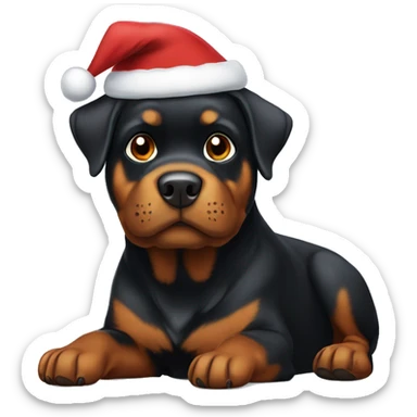 Rottweiler with brown on its face wearing Santa hat  sticker