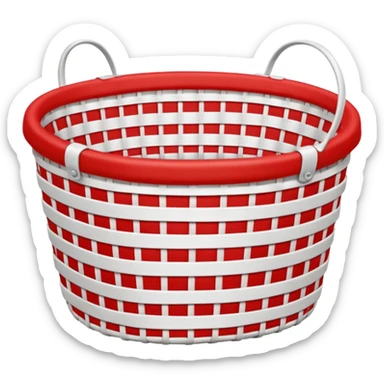  empty wicker basket with picnic cloth in it sticker