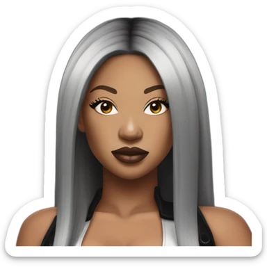 The rapper Megan Thee Stallion with black hair sticker