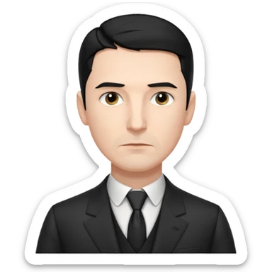 Nikolai Tesla,pensive, half body, blakc hair sticker