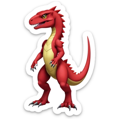  Cool Edgy Maroon Guilmon-Charmeleon-Digimon-Fakemon-Velociraptor full body sticker