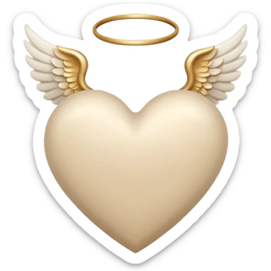 beige heart with white angel wings sticker