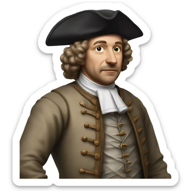 Photorealistic 17th century engineer with drawings sticker