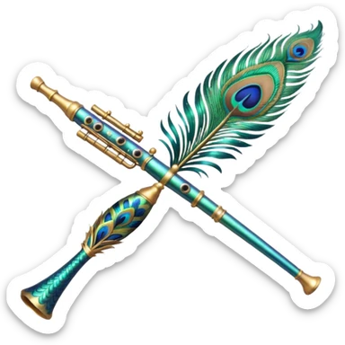 Peacock feather flute sticker
