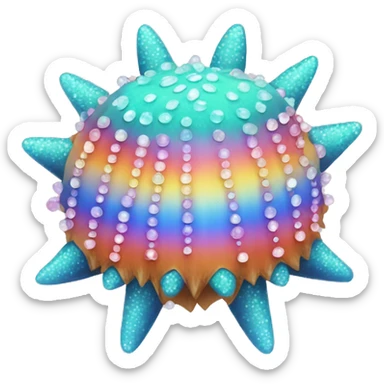 Kawaii rainbow pastel bedazzled sea urchin sticker