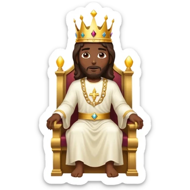 Dark skin Jesus on his heavenly Throne with just a Gold crown no necklace  sticker