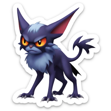 Edgy Cool Kawaii Litten-Noivern-Noibat-Absol-Pokémon Full Body sticker