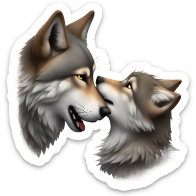Wolf kissing another wolf sticker