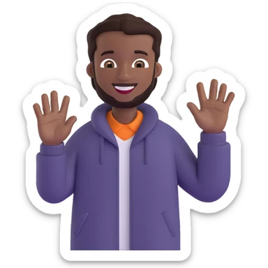 Black man with grills, waving hi sticker