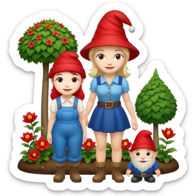 garden gnome, woman, full body sticker