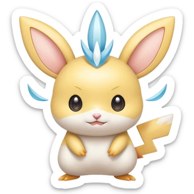 Shiny Pastel Light Pale Divine Angelic Epic Legendary Cute Kawaii Sweet Adorable Chibi Whitish Emolga-Victini-Pichu-Dedenne-Togedemaru-fusion sticker