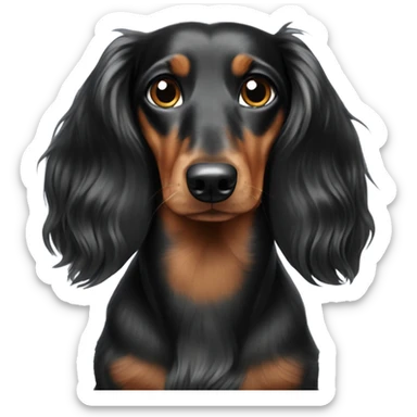 long-haired black and merle dachshund sticker