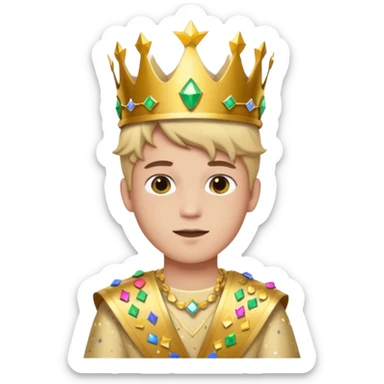 Festival Prince – gold sash + confetti crown, Golden Princes. sticker