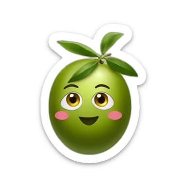 an olive on top of an olive sticker