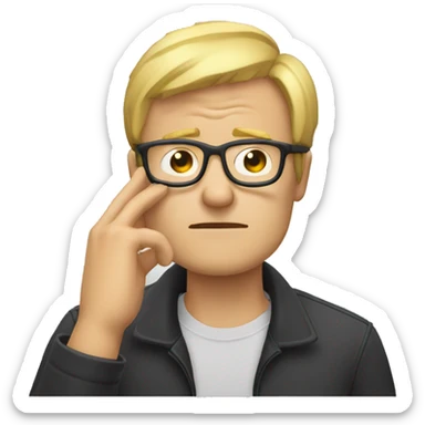 facepalm middle age man with blond short hairs and black glasses sticker