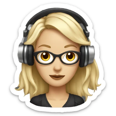 white woman music producer with headphones sticker