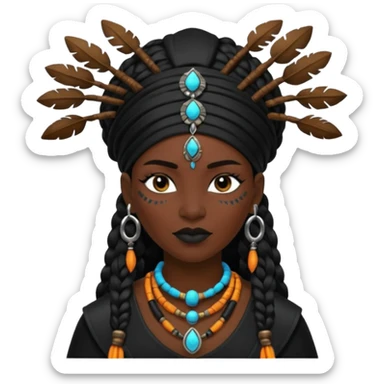shaman woman black clothes black accesories  sticker