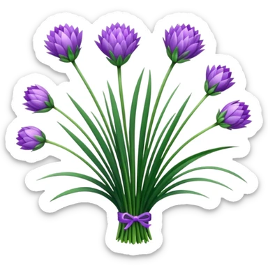 A bunch of chives with a single flower sticker