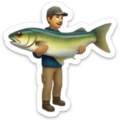 A fish fishing an human sticker