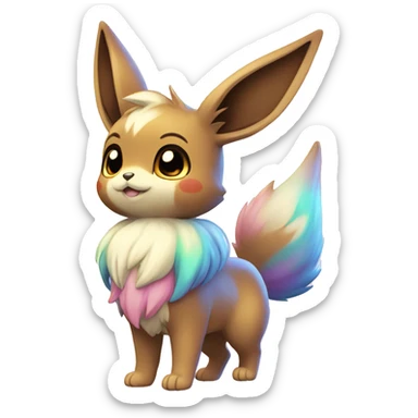 Kawaii Shiny Colorful Pastel Eevee Full Body sticker