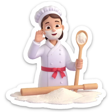 joyful person with rolling pin and flour on face emoji sticker