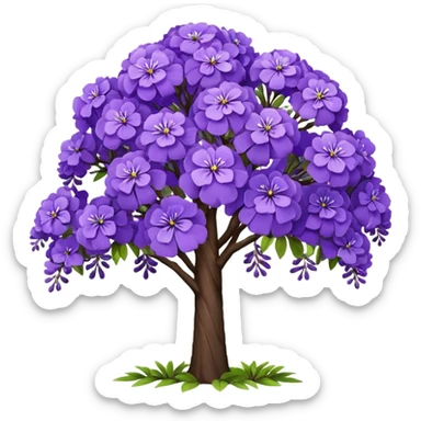 Realistic, Jacaranda: A beautiful tropical tree with bright purple-colored clustered blooms sticker