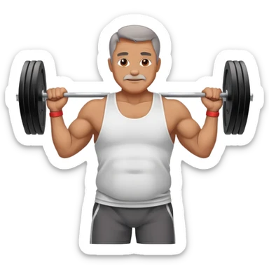 50 year old man with a belly and muscles lifting heavy weight in the gym sticker