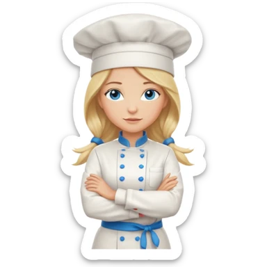 Full body 
Sexy Long Blonde hair blue eyed female chef arms folded sticker