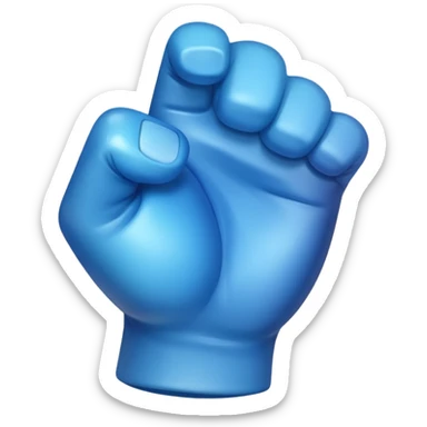 Give me a punching emoji with a blue gradient and transparency, No face, just a fist, With the effect of glass and transparency sticker