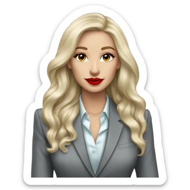 Russian Blonde long hair with red lips Tiffany diamond seller in a grey suit sticker