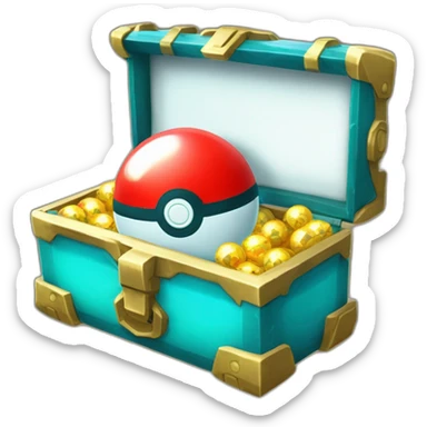 Pokemon Game LootCase Color Cyan Rich Treasure Legendary Epic Pokeballs Pokemons and Pokemon Items Inside this have Shiny Glow sticker