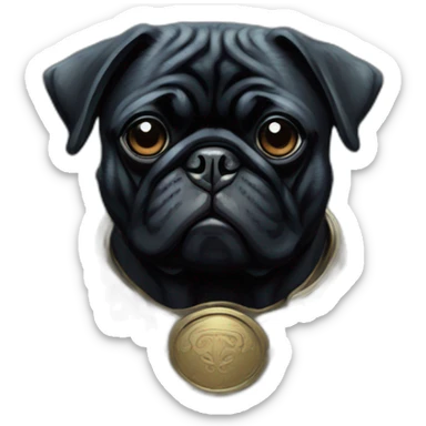 A cyberpunk black pug in Art Nouveau style during 1910 sticker