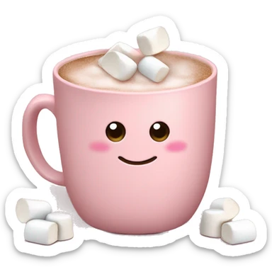 Light Pink mug of hot chocolate with marshmallows  sticker