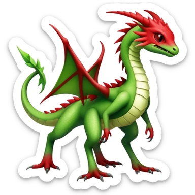 Cool Edgy Green Red ethereal badass punky Fionbri-Vernid-Trico-Flygon-animal-creature full body sticker