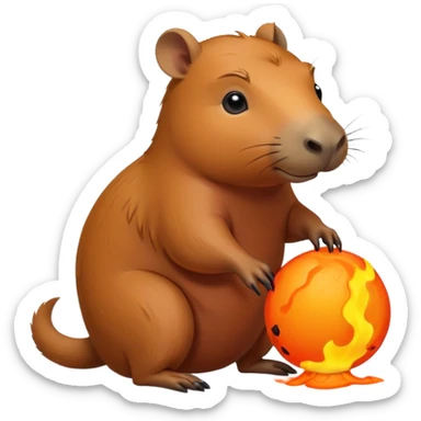 Capybara getting his head lava toy sticker