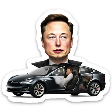 elon musk crashed tesla sticker